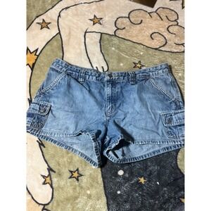 Aeropostale Denim Cargo Shorts Women's Size 11/12 Y2K Vintage Light Wash
